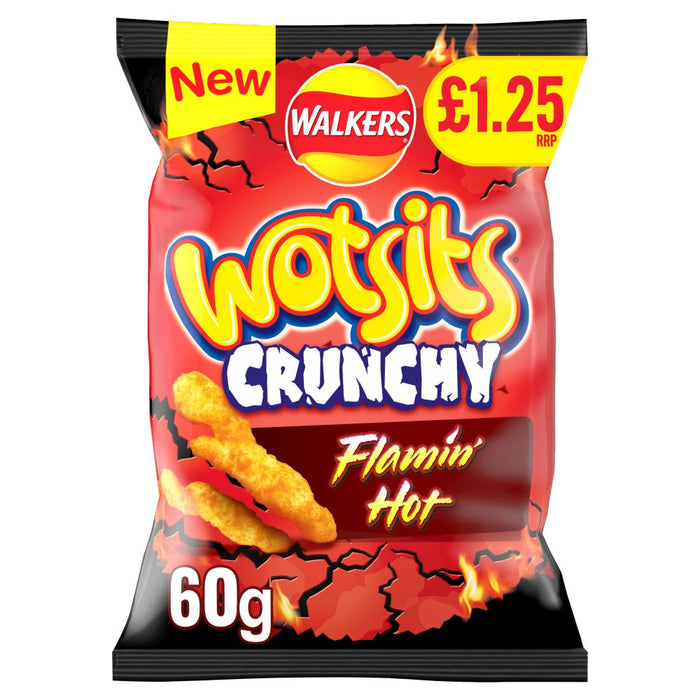 Walkers Wotsits Crunchy Flamin' Hot Snacks Crisps 60g (Box of 15)