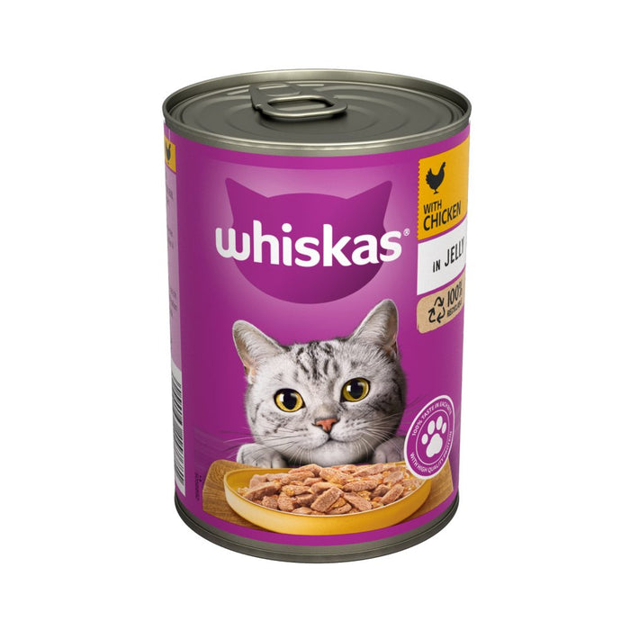 Whiskas Adult Wet Cat Food Chicken in Jelly Tin 400g (Case of 12)