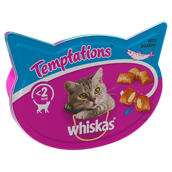 Whiskas Temptations Adult 1+ Cat Treats with Salmon, 60g (Case of 8)